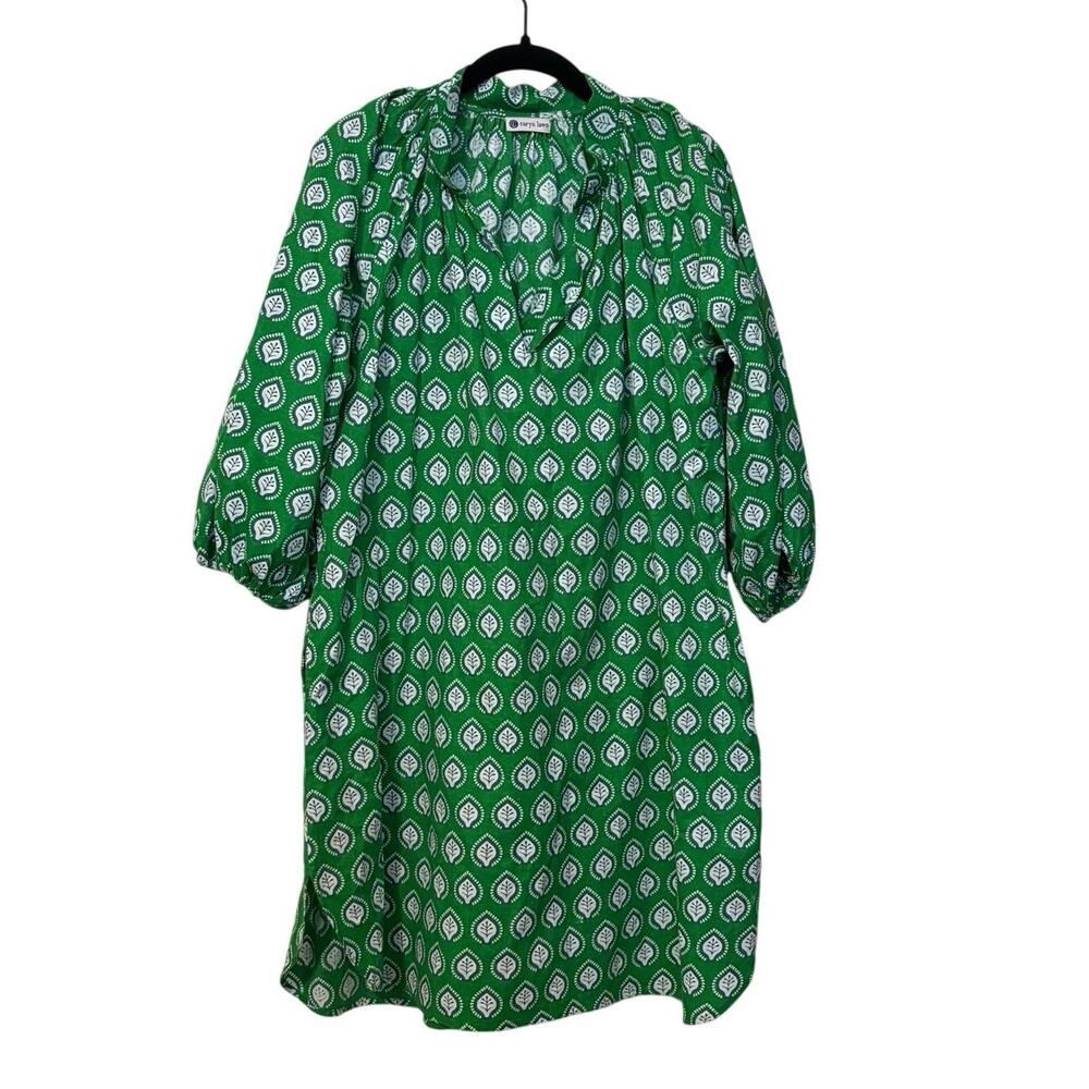 Caryn Lawn 100% Cotton Green Floral Pippi Leaf Mini Dress Size One Size - Picture 3 of 6